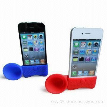 Horn Stand for iPhone 4/4S, Made of Silicone, with Washable and Dirt/Scratch Resistance Features